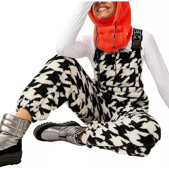 NEW FP Movement Hit The Slopes Fleece Overalls Houndstooth Medium - Picture 9 of 13